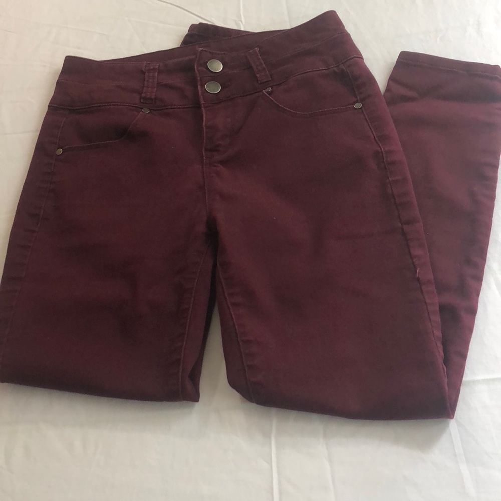 Maroon skinny jeans